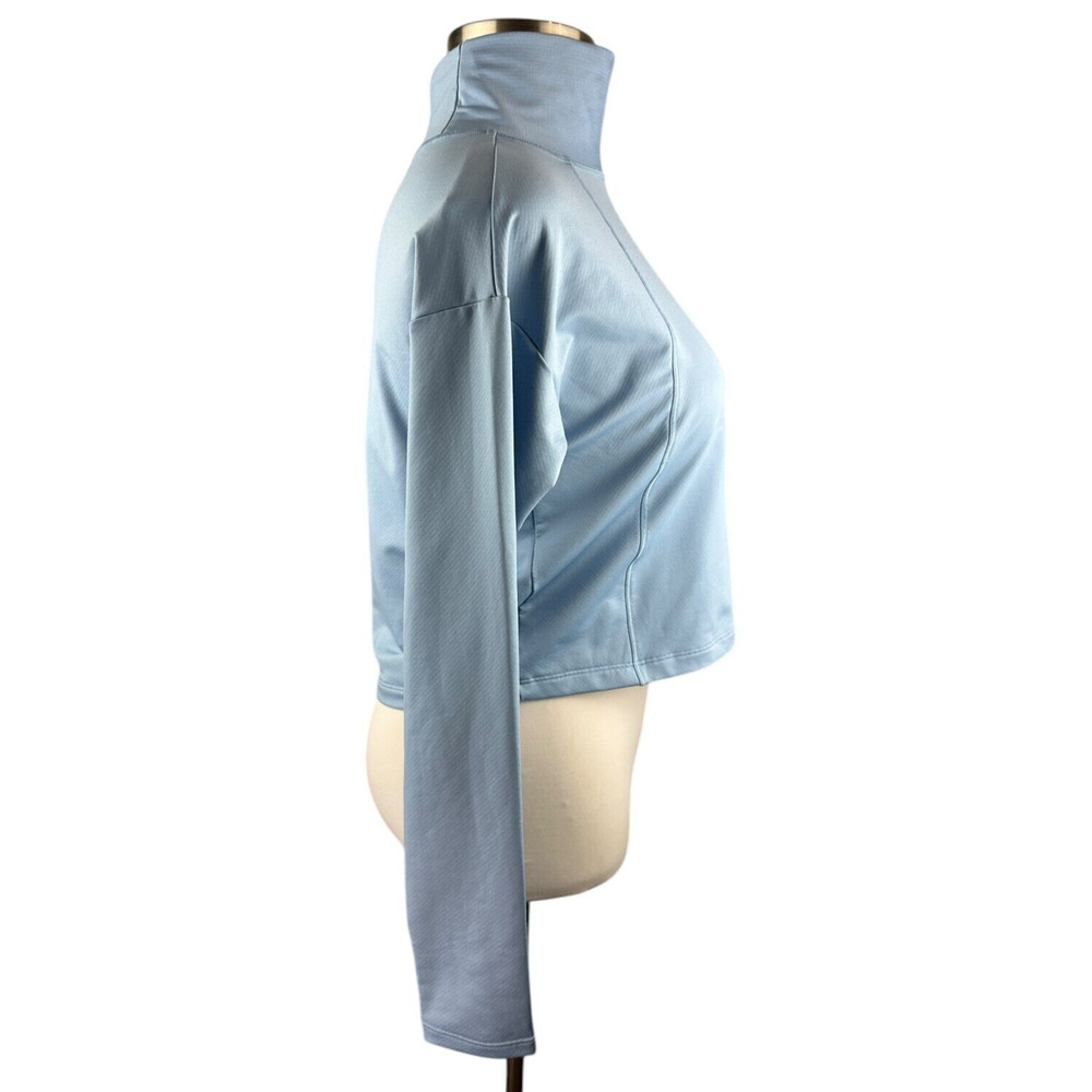 Athleta Sky Blue Whistler Mock Neck Top Crop Long Sleeve Women's Size Small - Picture 7 of 13